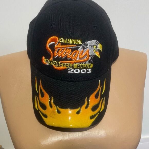 Men's Black 63rd Annual Sturgy Motorcycle Rally 2003 A-Flex Cap Hat Medium - Picture 1 of 10